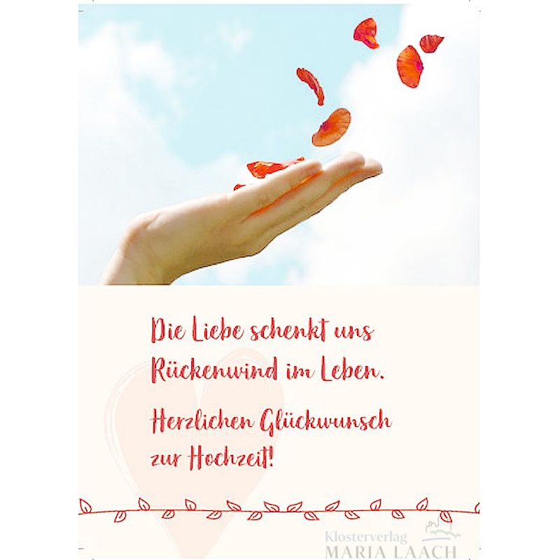 Doppelkarte zur Hochzeit 'Die Liebe schenkt und Rückenwind im Leben ...'