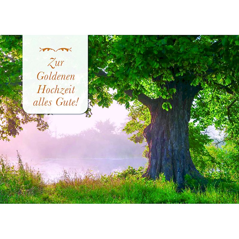 Doppelkarte zur Goldhochzeit 'Zur Goldenen Hochzeit alles Gute!'