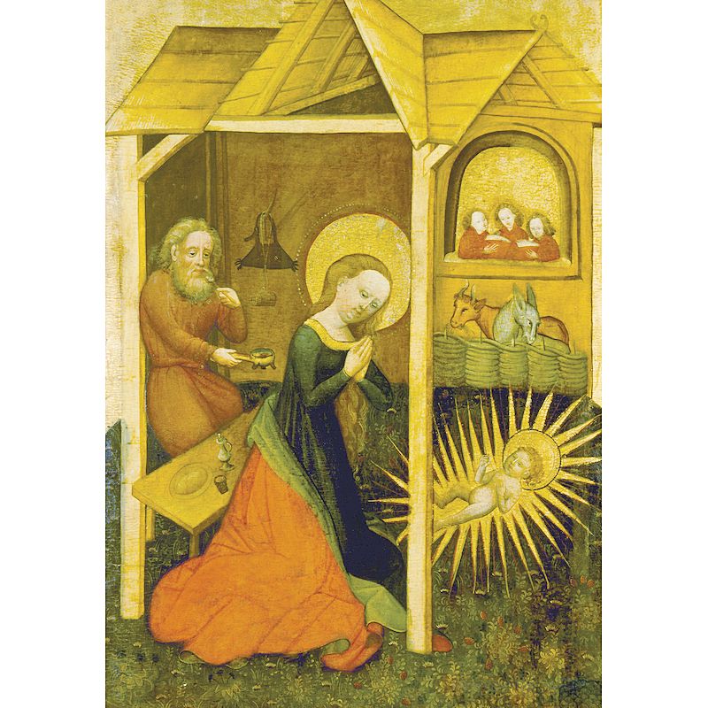 Weihnachtskarte 'Maria, Josef und das Christkind im Stall'