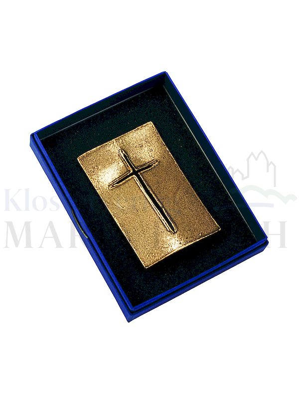 Foto: Schild-Kreuz, stehend, 8,5 x 5,5 cm, mit Expertise, in blauer Geschenkschachtel