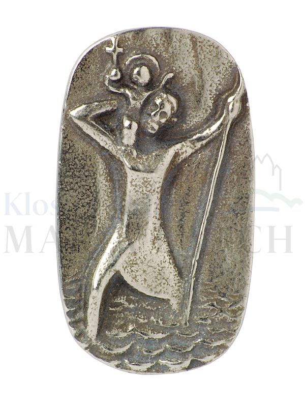 Foto: Autoplakette Christophorus, 5 x 3 cm, Silberbronze
