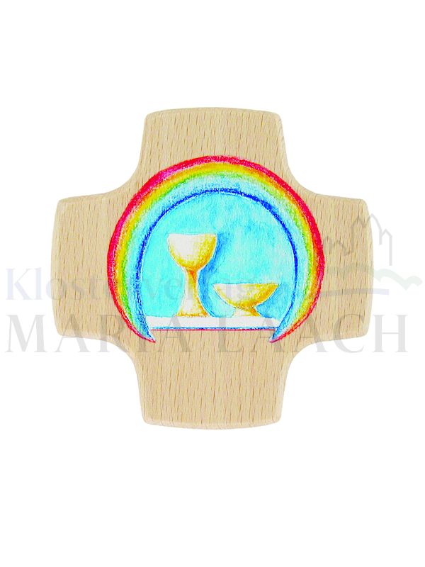 Foto: Kreuz Regenbogen / Kelch / Schale, Buche, 8 x 8 cm