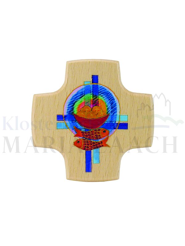 Foto: Kreuz Brot / Fische / Kreuze, Buche, 8 x 8 cm