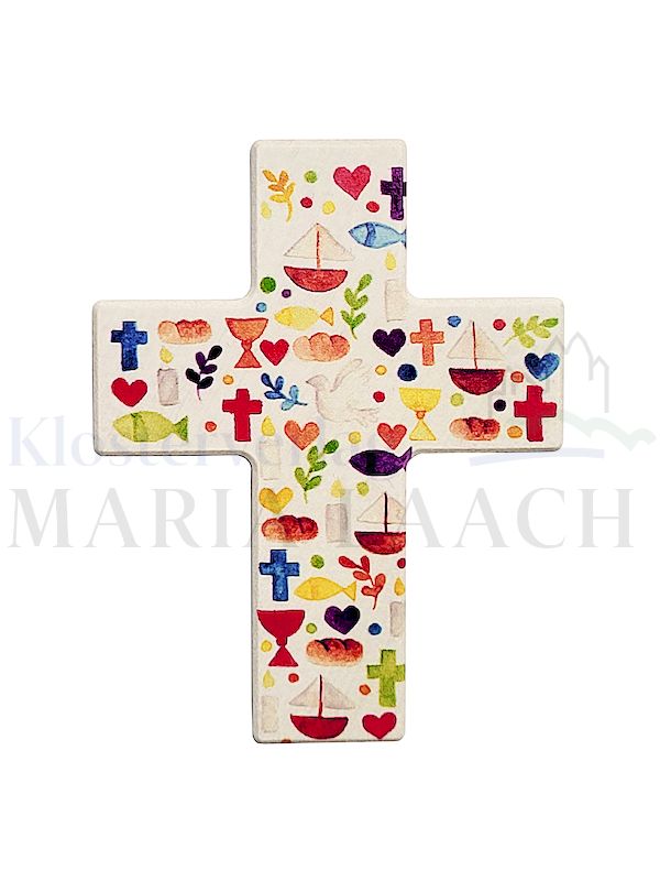 Foto: Kreuz Symbole, Buche weiß, 9 x 7 cm