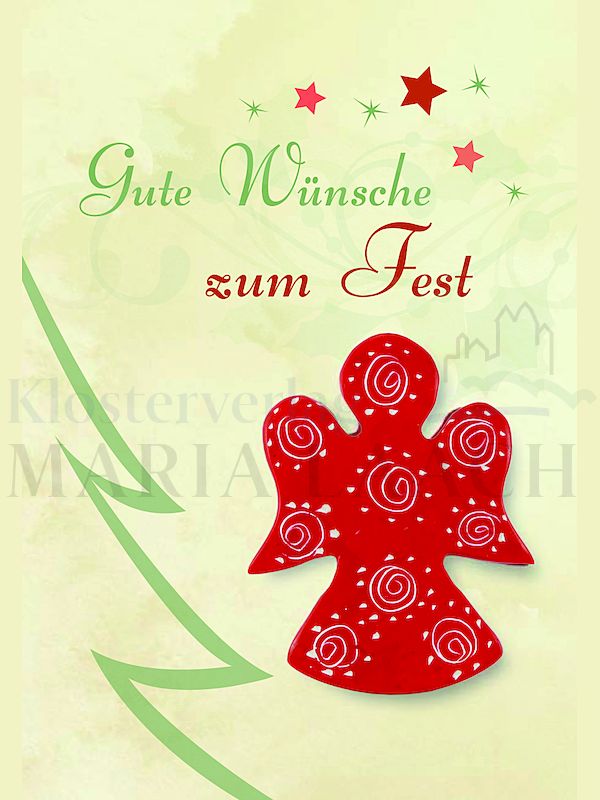 Foto: Engelfigur flach, Spirale hell, auf Minicard Gute Wünsche zum Fest, 11,2 x 8 cm