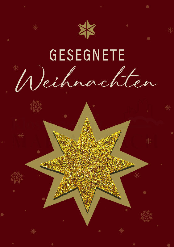 Gesegnete Weihnachten mit Glitzer-Stern aus Filz