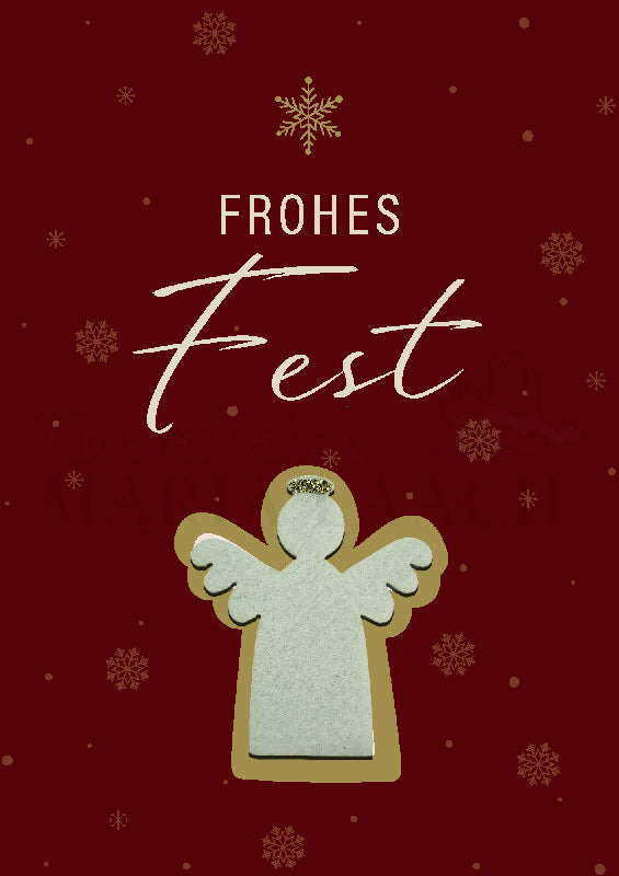 Frohes Fest mit Engel, mit Heiligenschein und Glitter. aus Filz