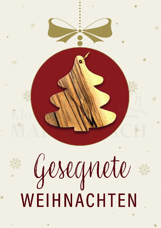 Gesegenete Weihnachten mit Tannenbaum aus Olivenholz
