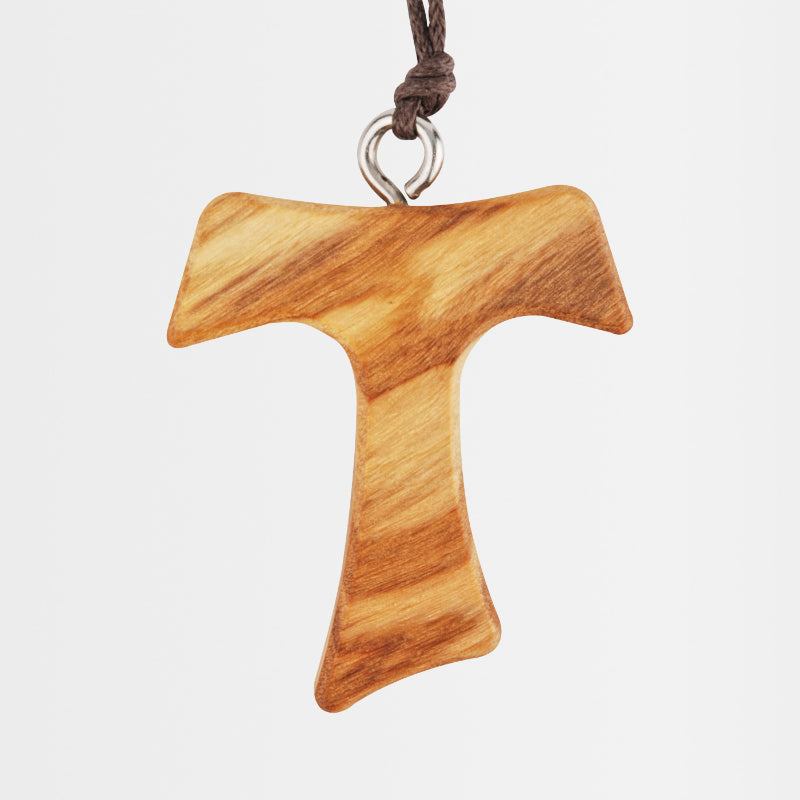 Halsanhänger Tau-Kreuz aus Olivenholz
