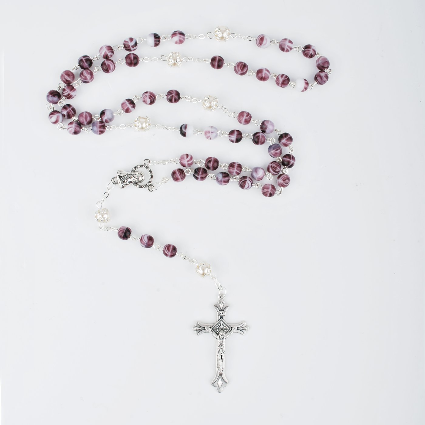 Foto: Taschenrosenkranz Amethyst-Imitation, 47 cm