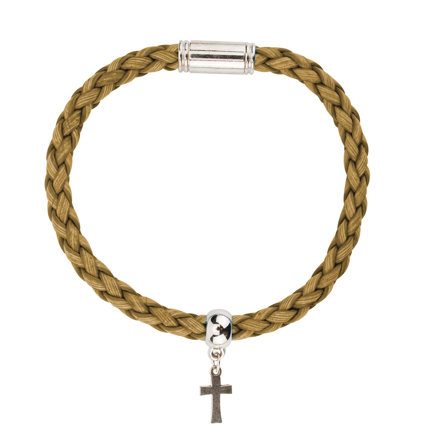 Armband braun mit kleinem Kreuz