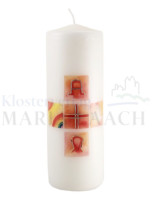Foto: Osterkerze Regenbogen, mit Wachsauflage, 200/70 mm