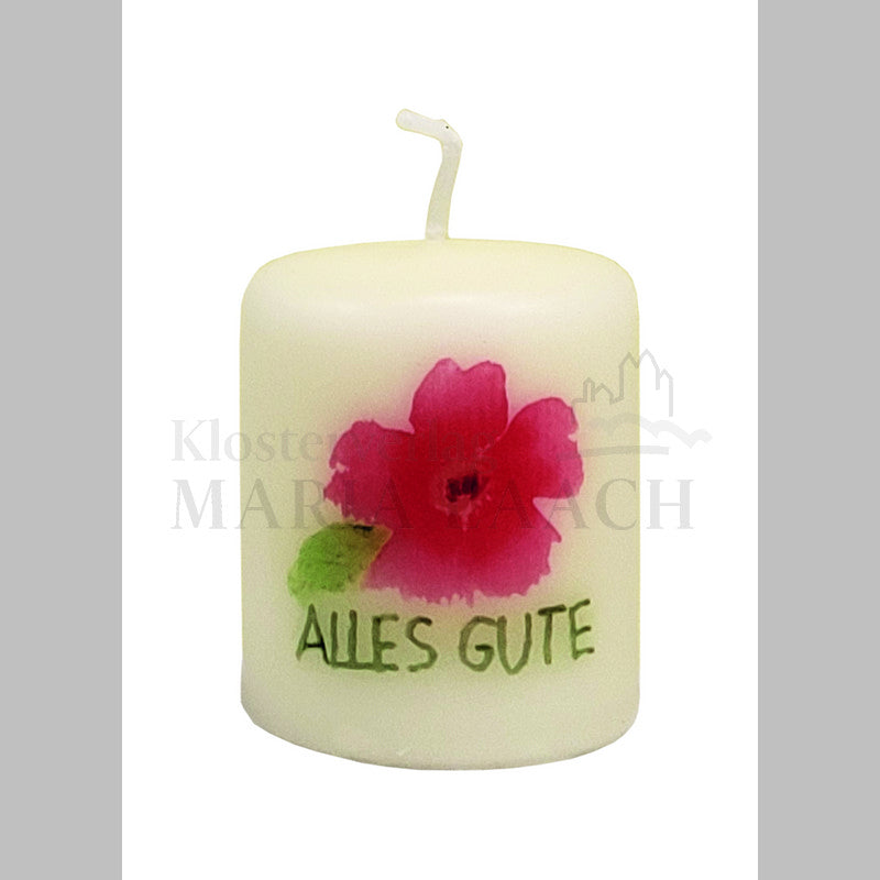 Minikerze "Alles Gute" mit Blumenmotiv