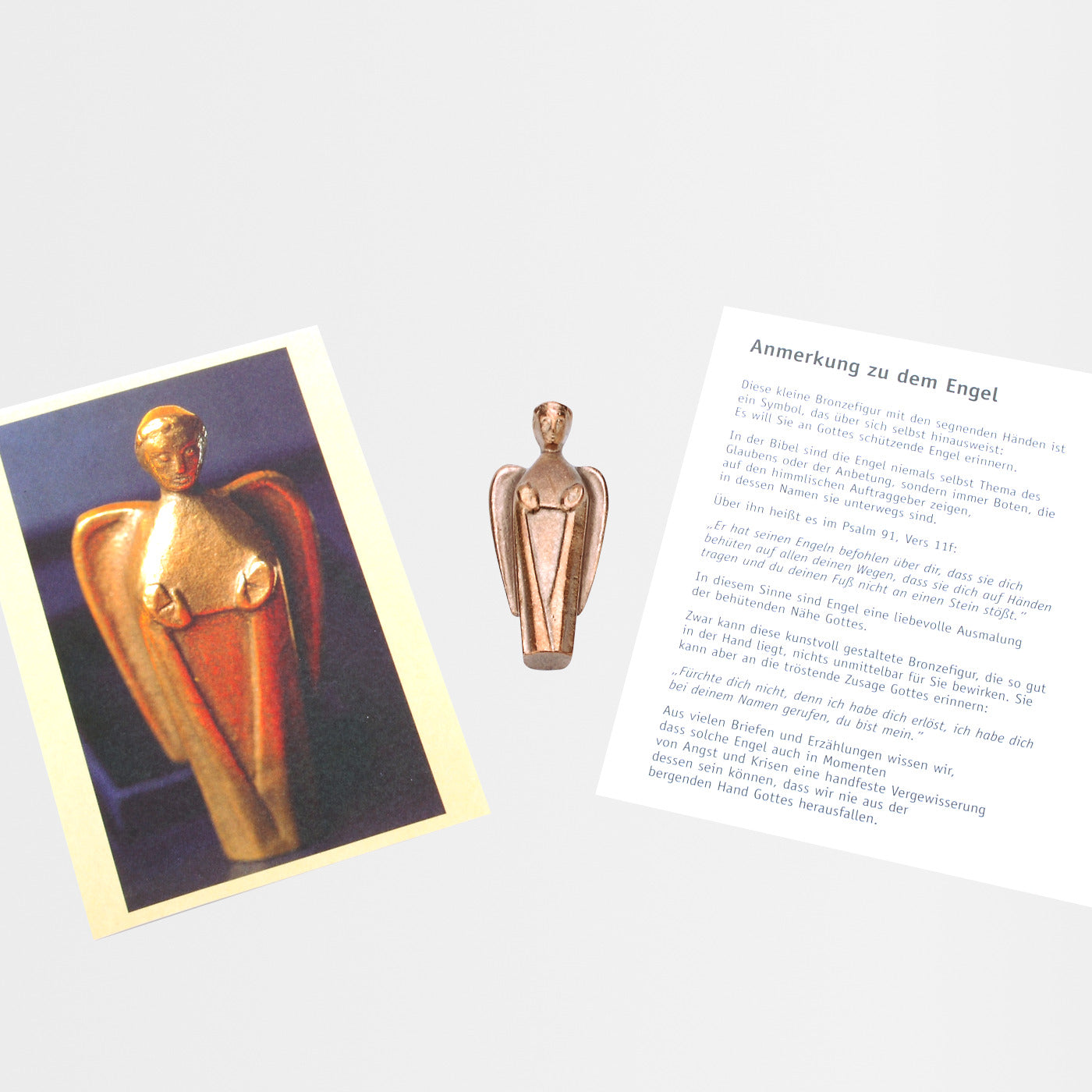 Bronze-Figur "Segensengel" mit Meditationskarte