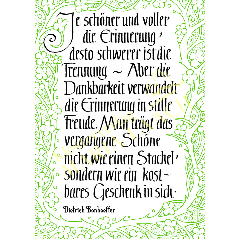 Kondolenzkarte - Je schöner und voller die Erinnerung ...