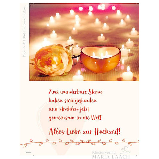 Doppelkarte zur Hochzeit 'Zwei wunderbare Sterne haben sich gefunden…'