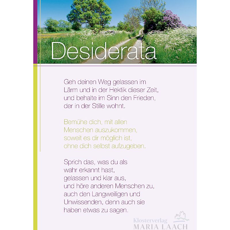 Doppelkarte zum Geburtstag 'Desiderata'
