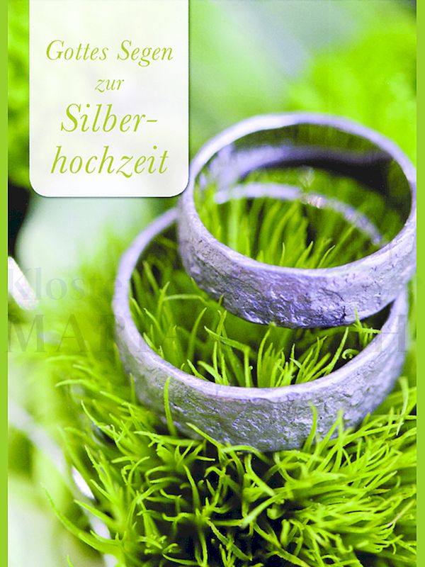 Foto: Gottes Segen zur Silberhochzeit (Silberne Ringe auf Grün)