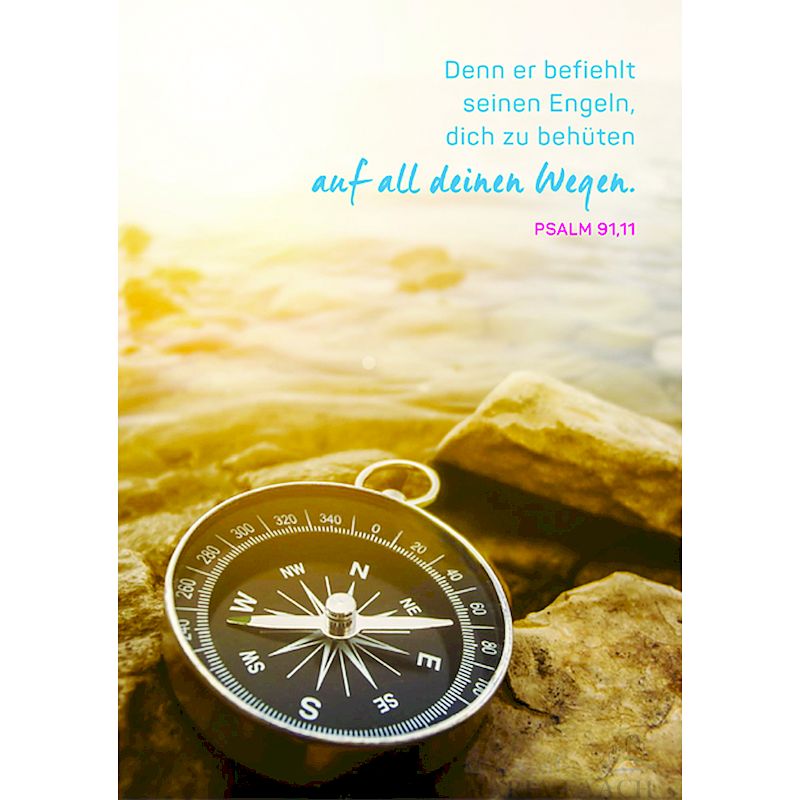 Doppelkarte zur Konfirmation 'Denn er befiehlt seinen Engeln ... (Ps 91,11)'