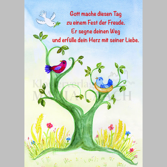 Doppelkarte zur Erstkommunion 'Baum'