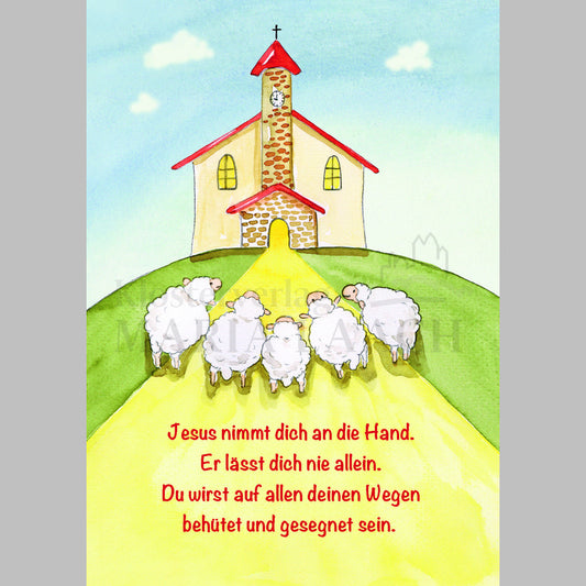 Doppelkarte zur Erstkommunion 'Kirche'