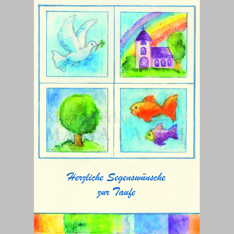 Doppelkarte zur Taufe 'Taufsymbole'