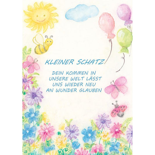 Doppelkarte zur Taufe 'Dein Kommen in unsere Welt ...'