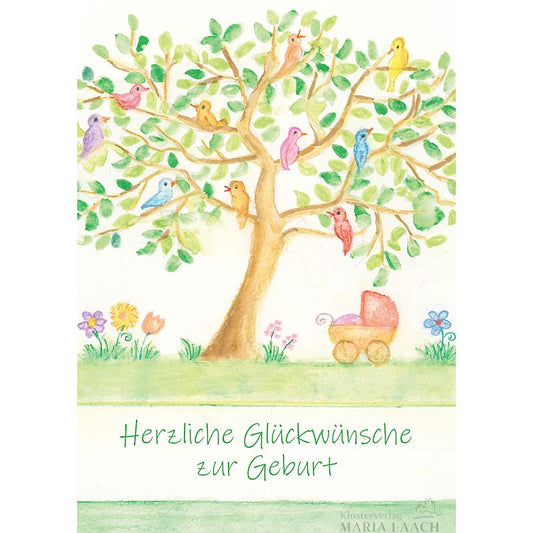 Doppelkarte zur Geburt 'Lebensbaum'