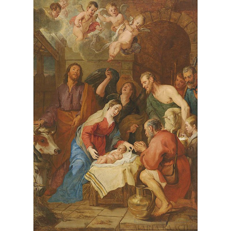 Weihnachtskarte 'Die Anbetung der Hirten'