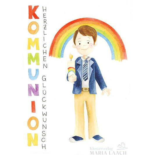 Doppelkarte zur Erstkommunion 'Kommunion (Junge)'