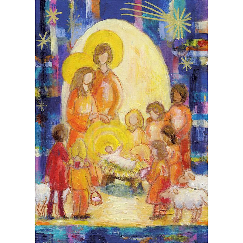 Weihnachtskarte 'Kinder an der Krippe'