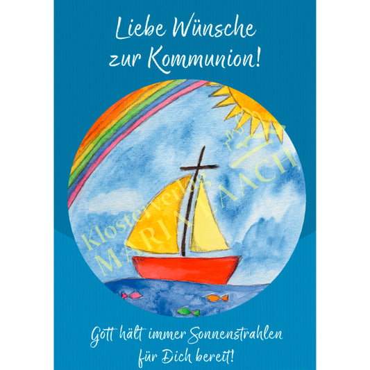 Doppelkarte zur Erstkommunion 'Liebe Wünsche zur Kommunion'