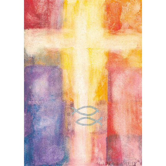 Doppelkarte zum Priesterjubiläum 'Fische / Kreuz'