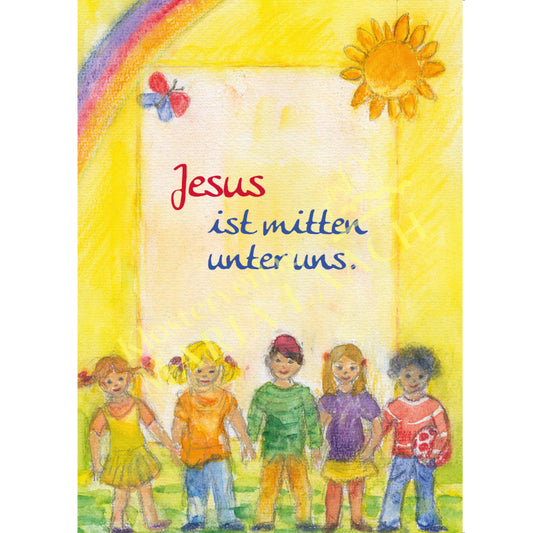 Doppelkarte zur Erstkommunion 'Jesus ist mitten unter uns'