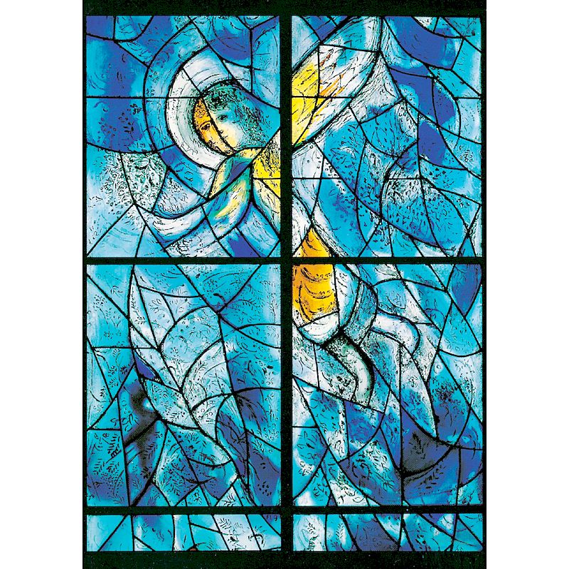 Doppelkarte zum Priesterjubiläum 'Aufsteigender Engel in Engel und Lebensbaum'