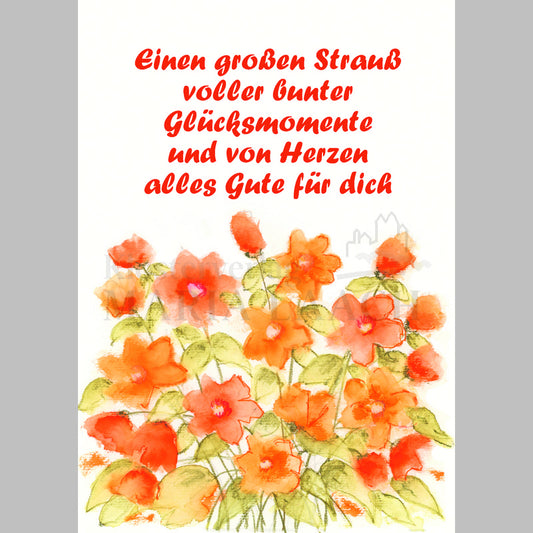 Doppelkarte in Naturpapier zum Geburtstag "Einen großen Strauß..."