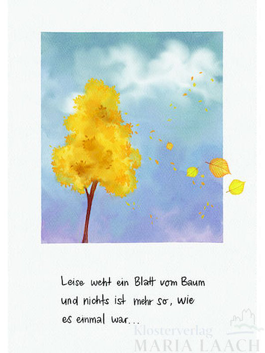 Kondolenzkarte "Leise weht ein Blatt..."