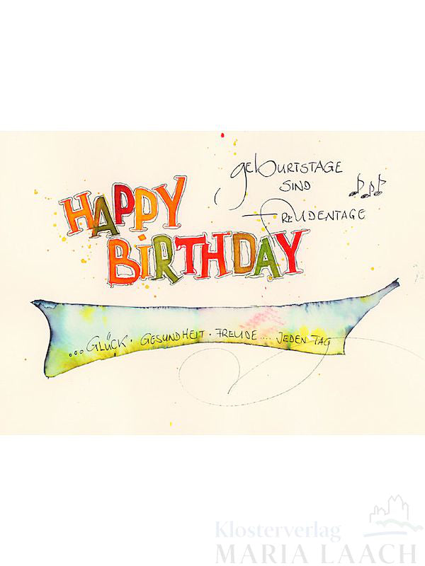 Doppelkarte zum Geburtstag "Happy Birthday"