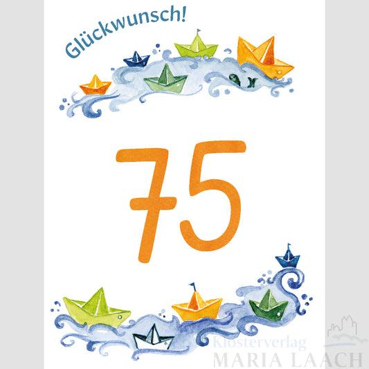 Doppelkarte zum Geburtstag '75. Geburtstag'