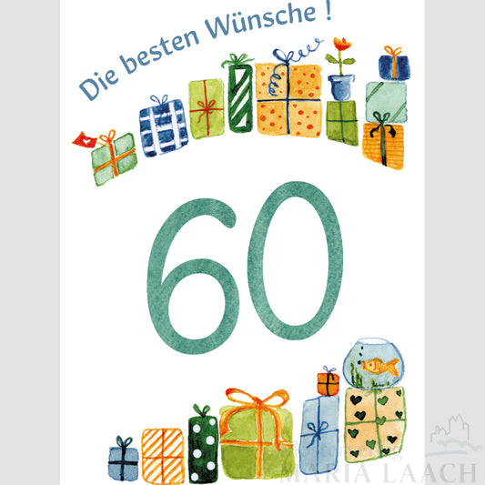 Doppelkarte zum Geburtstag '60. Geburtstag'