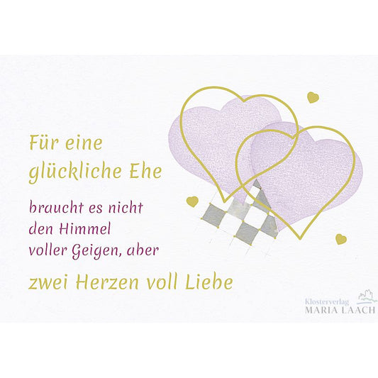 Doppelkarte zur Hochzeit 'Für eine glückliche Ehe braucht es nicht den Himmel...'
