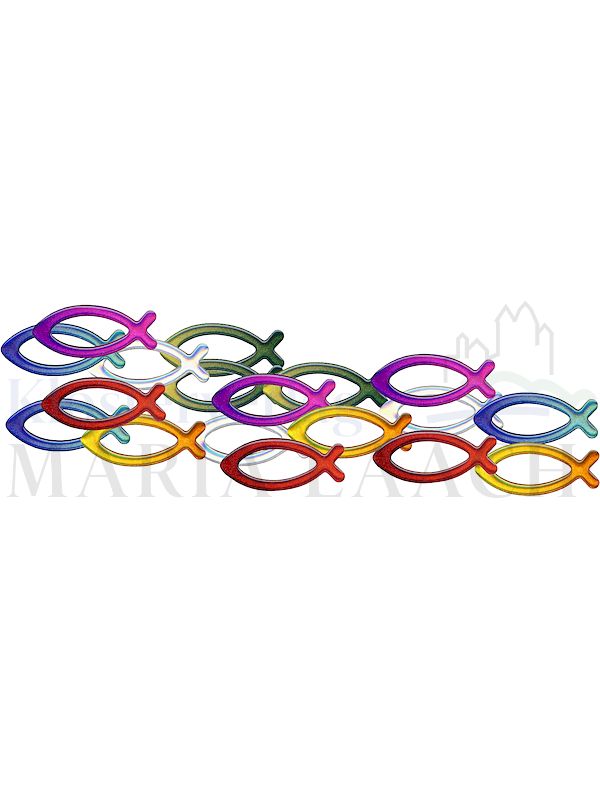 Foto: VE 18 Aufkleber Fisch 6 Farben gemischt, 7,8 x 3,4 cm