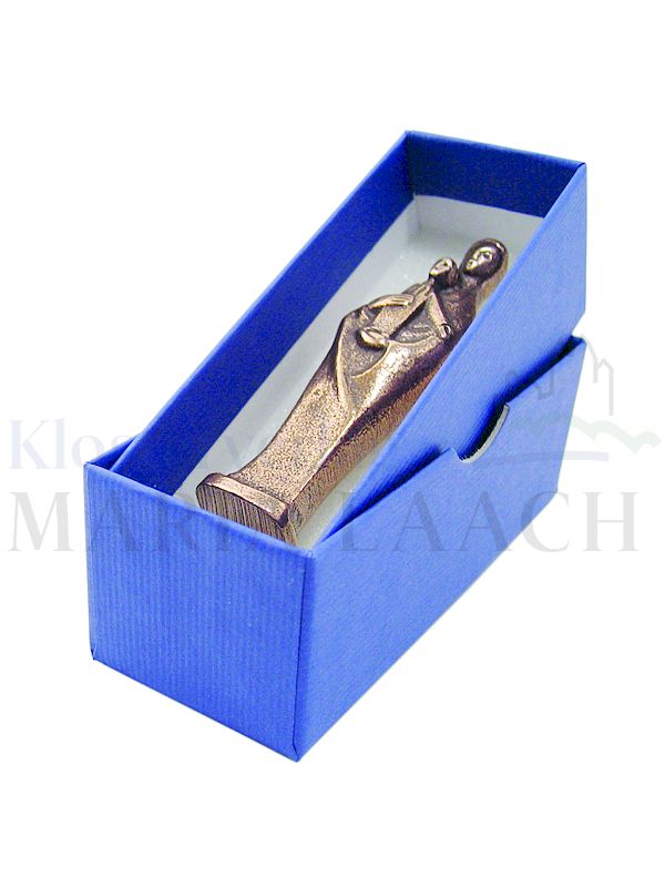 Foto: Figur Madonna mit Kind, 8 cm hoch, in blauer Geschenkschachtel