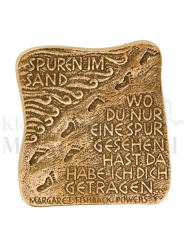 Foto: Spruchrelief Spuren im Sand, 7 x 7 cm