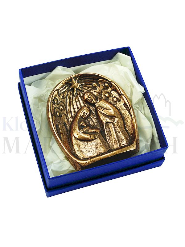 Foto: Stehplakette Weihnachtsszene, modern, 8,7 x 7,7 cm, mit Expertise, in Geschenkschachtel