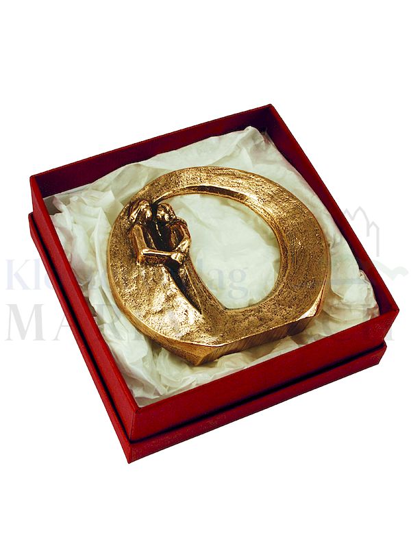 Foto: Steh-Plakette Paar - Du bist geborgen, Ø 8 cm, mit Expertise, in Geschenkschachtel