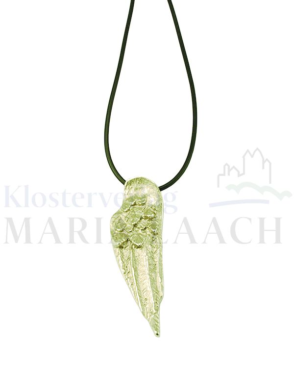 Foto: Halsanhänger Flügel, 6,5 x 2,5 cm, Silberbronze, mit schwarzem Kautschukband