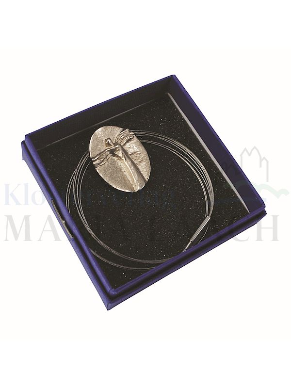 Foto: Halsanhänger Engel, 3,7 x 2,7 cm, Silberbronze, mit Edelstahlband, in blauer Geschenkschachtel
