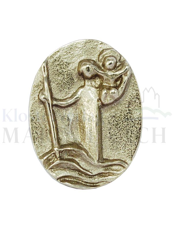 Foto: Autoplakette Christophorus, 4 x 3 cm , Silberbronze