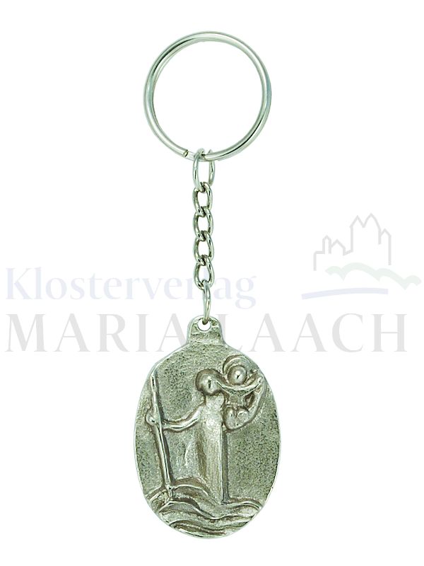 Foto: Schlüsselanhänger Christophorus, 4 x 3 cm,  Silberbronze